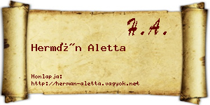 Hermán Aletta névjegykártya