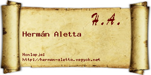 Hermán Aletta névjegykártya